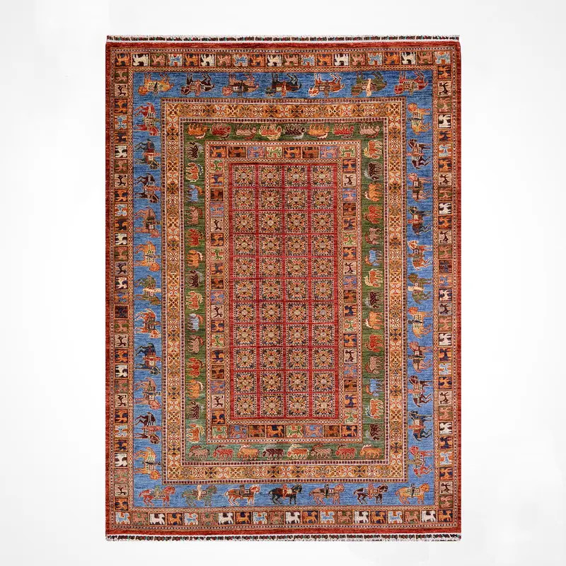 Pazırık Orijinal El Dokuması Multi Kök Boya Yün Halı 175x242 4.24 Metrekare - 5x8 ft