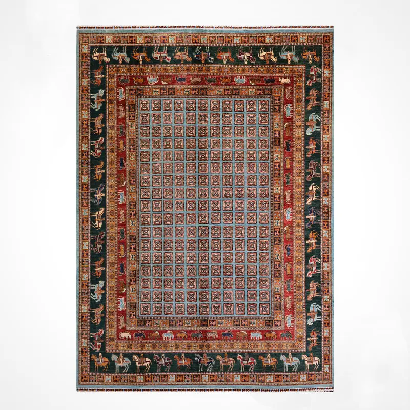 Pazırık Orijinal El Dokuması Multi Kök Boya Yün Halı 251x291 7.30 Metrekare - 8x10 ft