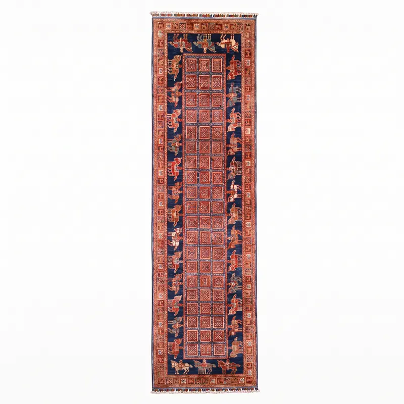 Pazırık Yolluk Orijinal El Dokuması Multi Kök Boya Yün Halı 0.80x255 2.04 Metrekare - 2x8 ft
