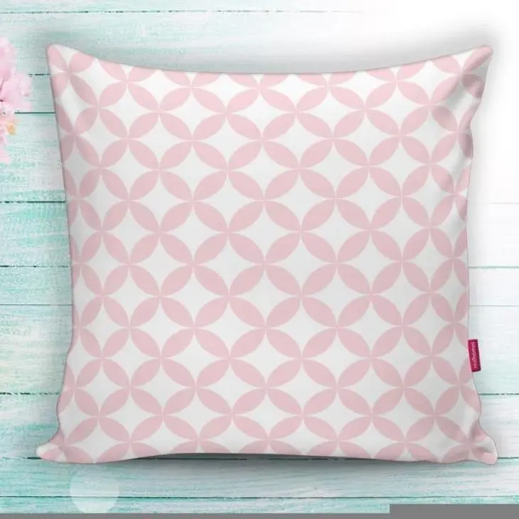 Pembe Küçük Retro Dekoratif Yastık Kırlent Kılıfı 43x43cm