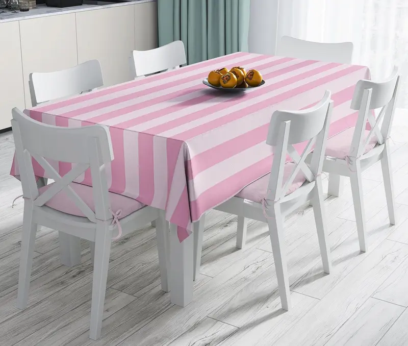 Pembe Renklerin Uyumu Modern Tasarımlı Dekoratif Leke Tutmaz Masa Örtüsü