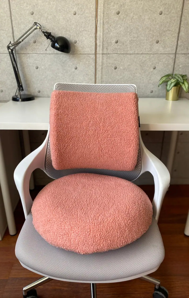 Pembe Teddy Visco Bel Yastığı ve Visco Oturma Minderi 2'li Set