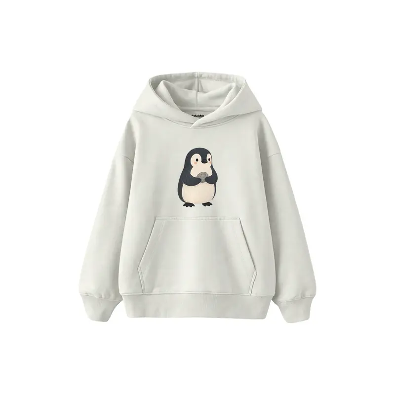 Penguin Carrying a Pebble Çocuk Hoodie