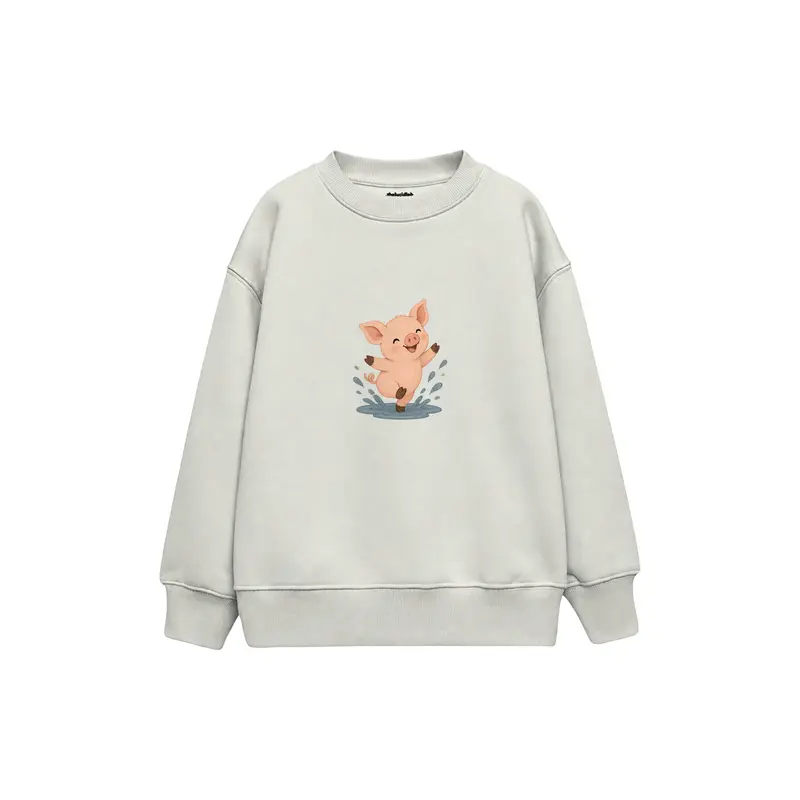 Piglet Splashing in a Tiny Isolated Puddle Çocuk Sweatshirt