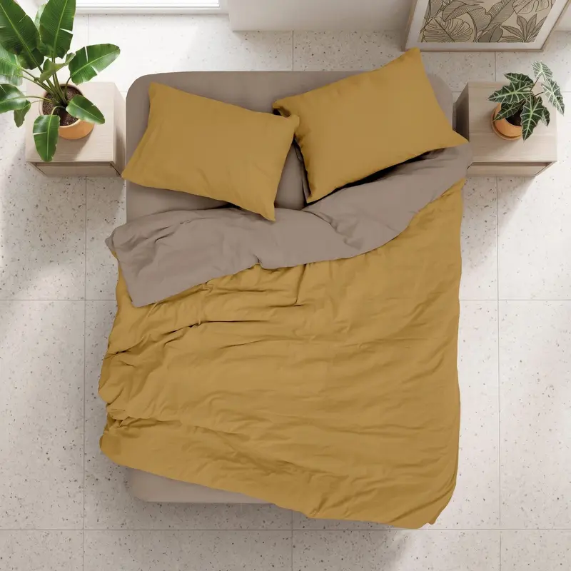 Plain Çift Kişilik Nevresim Takımı Amber Vizon