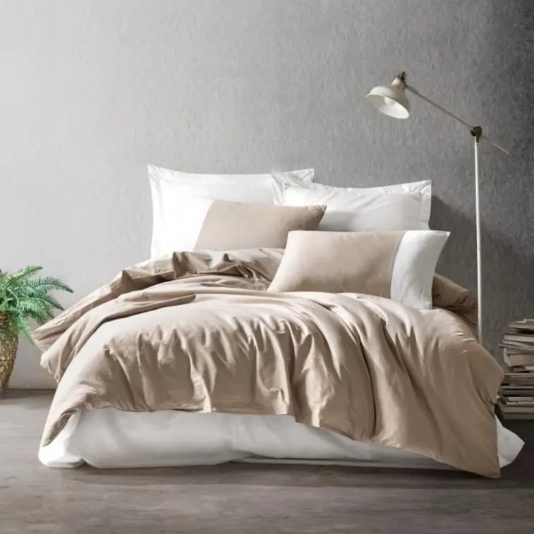 Plain Çift Kişilik Nevresim Takımı Vizon Krem Ranforce 57 Tel %100 Pamuk