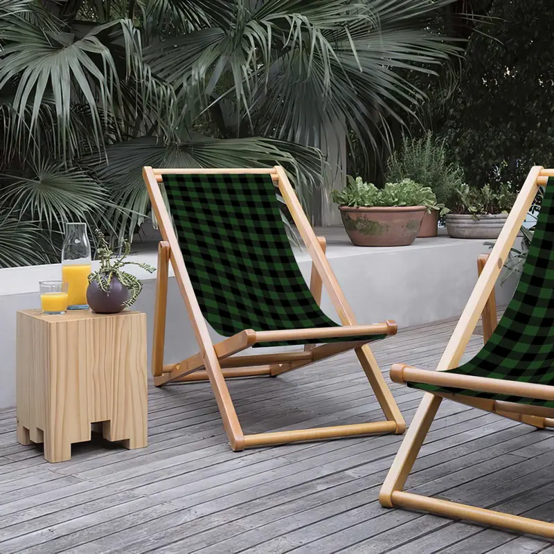 Pots 3 Katlanabilir Şezlong Katlanır Ahşap Lounge Chair