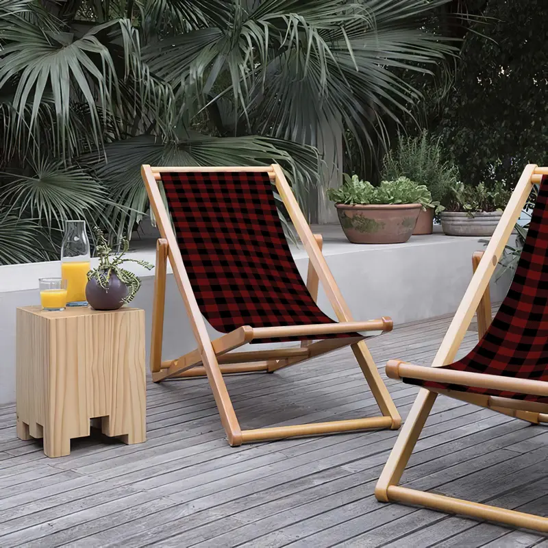 Pots Katlanabilir Şezlong Katlanır Ahşap Lounge Chair