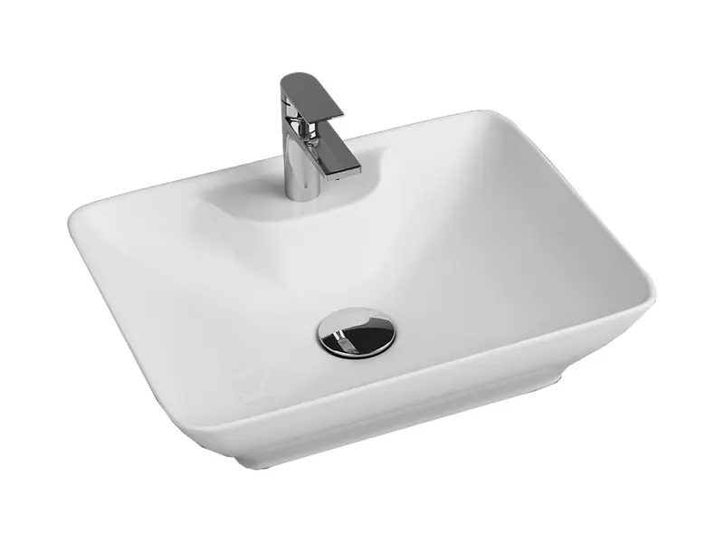 Quarter Bath Smooth Line Tezgah Üstü Çanak Lavabo Batarya Delikli Beyaz 40x52 cm 70SM23052
