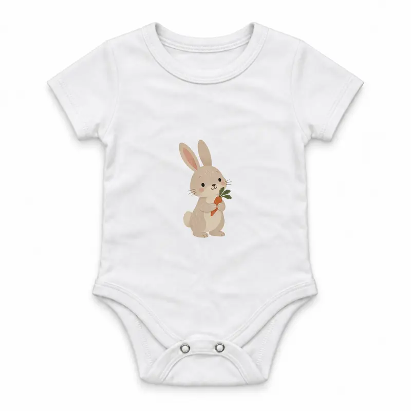 Rabbit Holding a Tiny Carrot Çıtçıtlı Body