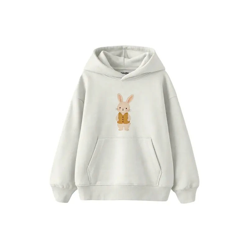 Rabbit in a Mustard Knitted Vest Çocuk Hoodie
