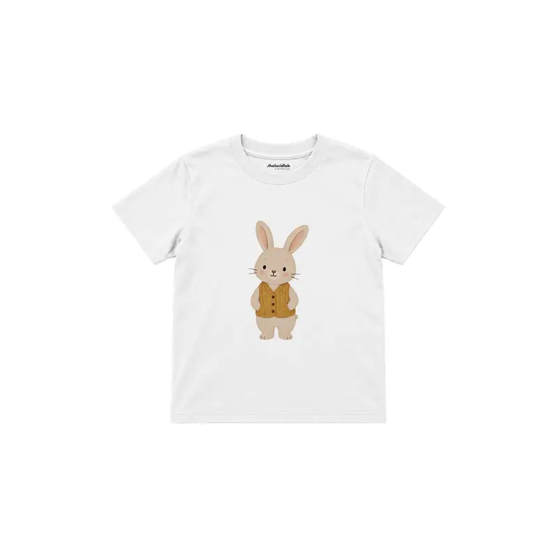 Rabbit in a Mustard Knitted Vest Çocuk Tişört