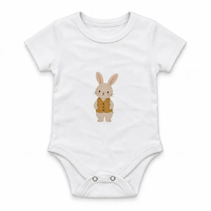 Rabbit in a Mustard Knitted Vest Çıtçıtlı Body