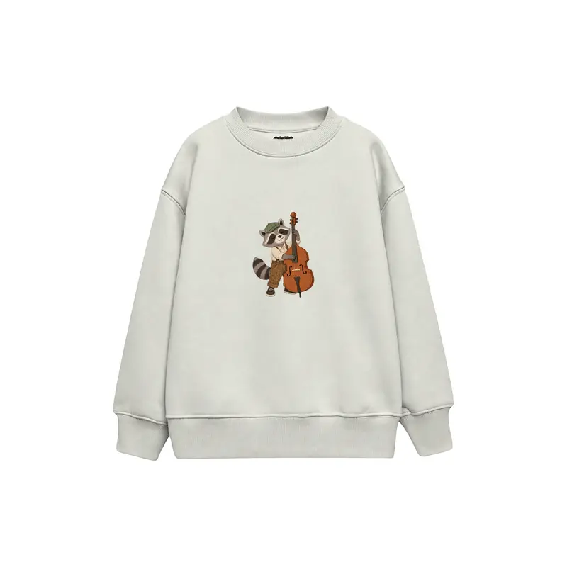 Raccoon Playing a Double Bass Çocuk Sweatshirt