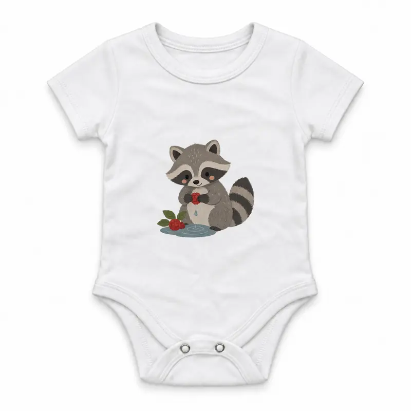 Raccoon Washing a Berry Çıtçıtlı Body