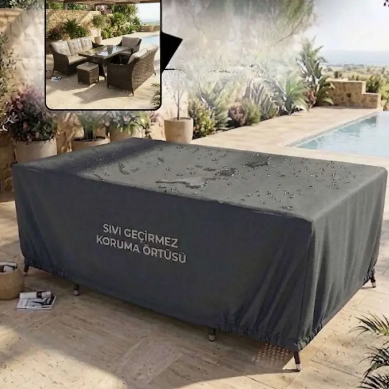 Rattan 3 lü Oturma Grubu Sıvı Geçirmez Koruma Örtüsü