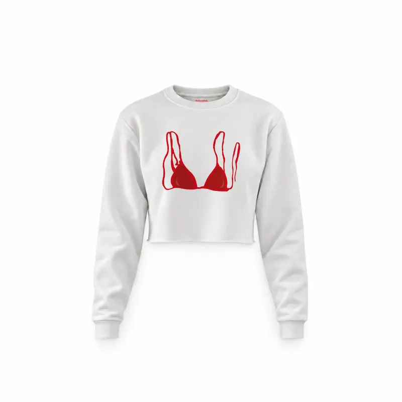 Red Bikini Crop Sweatshirt