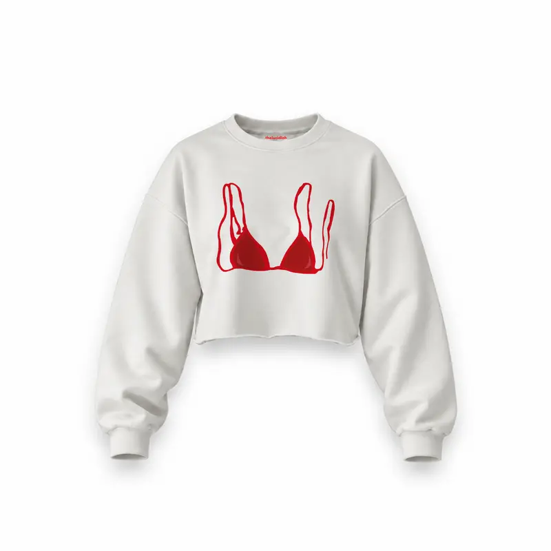 Red Bikini Oversize Crop Sweatshirt