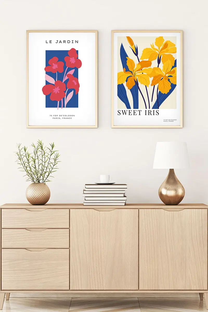 Renkli Çiçek Desenli Tablo Seti - Modern 2’li Set | huhu171