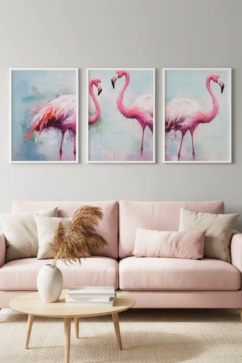 Renkli Flamingo Tablo Seti - Modern 3’lü Set | huhu475