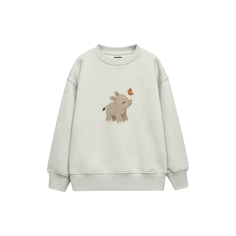 Rhino Calf with a Butterfly on Its Horn Çocuk Sweatshirt
