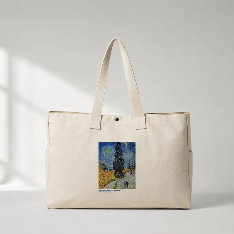 Road with Cypress and Star Daily Tote Bag