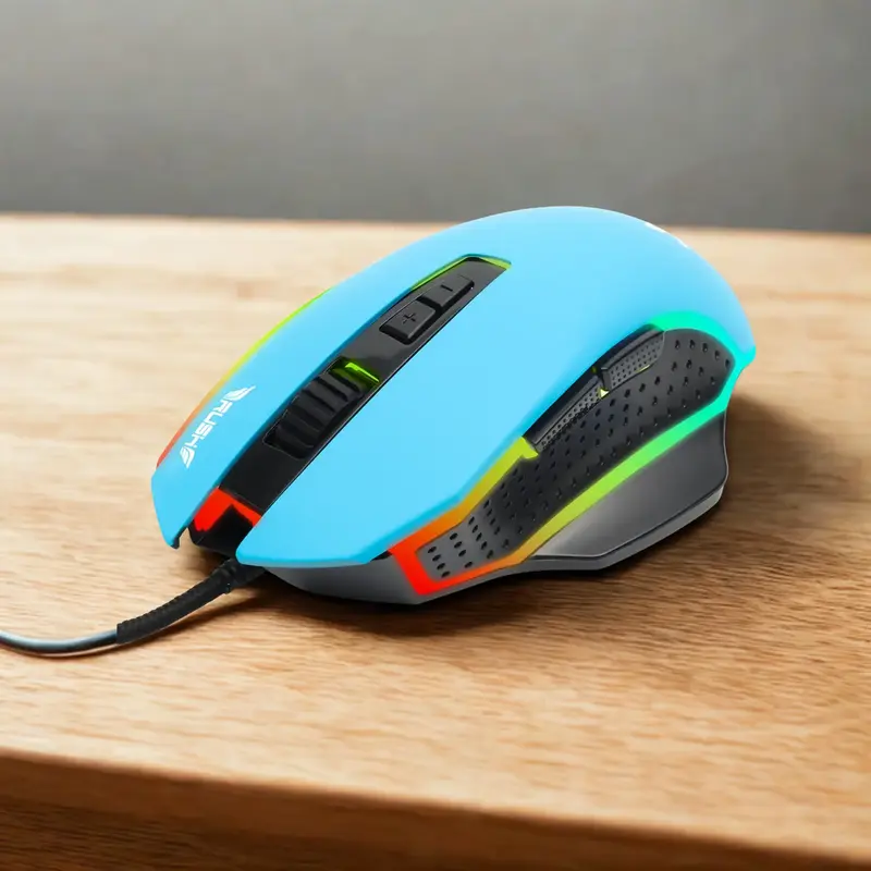 Rush Gloria RGB 2400DPI Makro Gaming Mouse Mavi