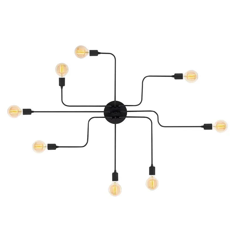 Rustik 8'li Spider Metal Plafonyer - Siyah