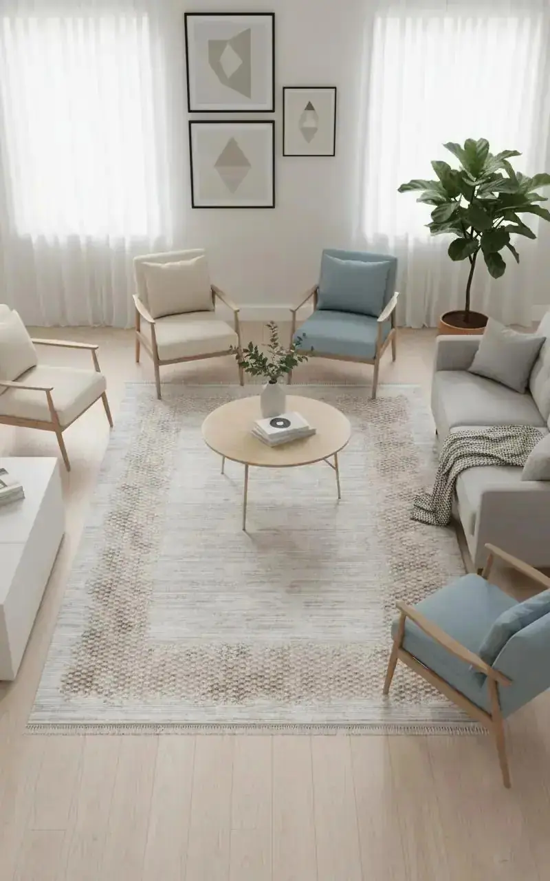 Safir 73938-070 Akrilik Modern Saçaklı Makine Halısı