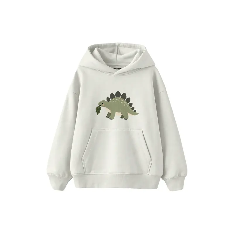 Sage Stegosaurus Carrying a Leaf Çocuk Hoodie