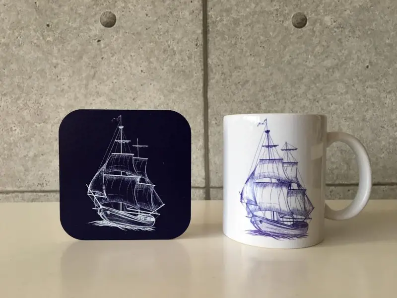 Sailing Away 2'li Set Kupa ve Gizy Gizli Aynalı Bardakaltı