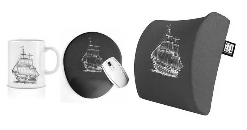 Sailing Away Visco Bel Yastığı Kupa Mouse pad 3'lü Set - Gri
