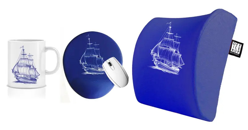 Sailing Away Visco Bel Yastığı Kupa Mouse pad 3'lü Set - Lacivert