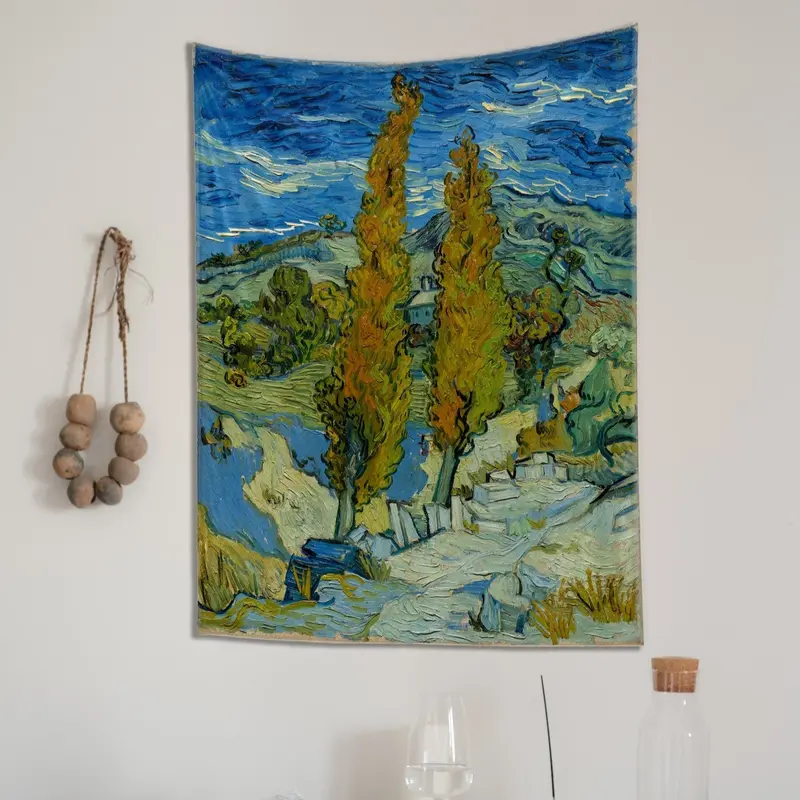 Saint-Rémy yakınlarındaki Alpilles'te İki Kavak Duvar Örtüsü