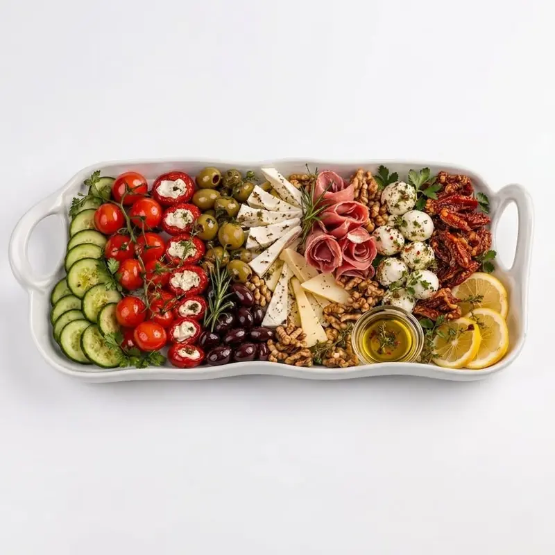 Saplı Dikdörtgen Şık Servis Tabağı 34*20*5.5