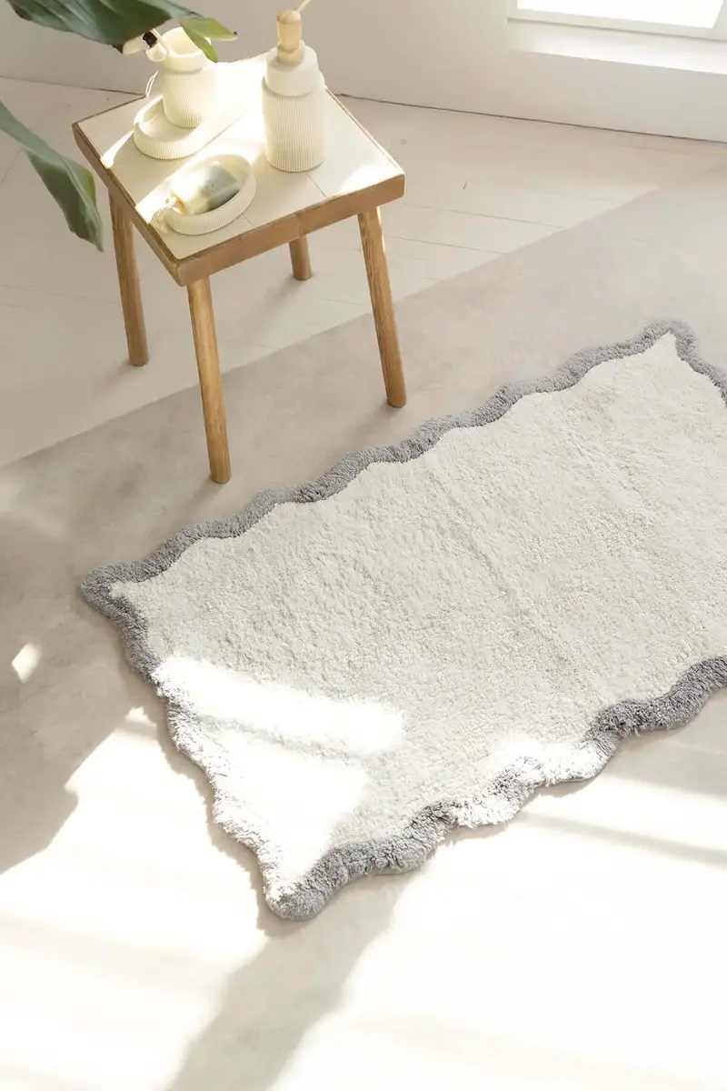 Scallop Tekli Banyo Paspası Bambu 60x100 Cm Gri