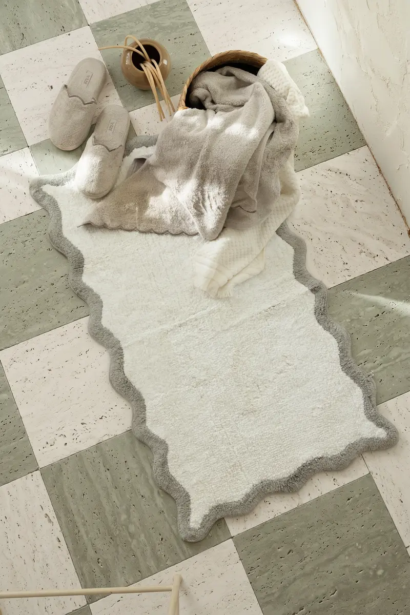 Scallop Tekli Banyo Paspası Bambu 60x100 Cm Yeşil