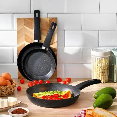Schafer Black Stone 3 lü 18Cm+22Cm+26Cm Tava Seti Siyah