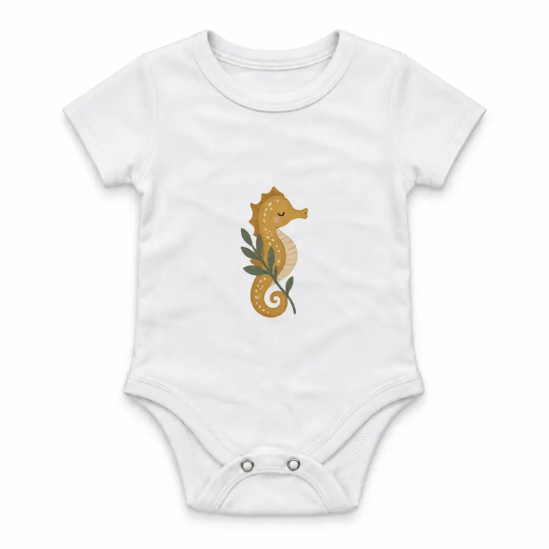 Seahorse Curled around a Sprig Çıtçıtlı Body