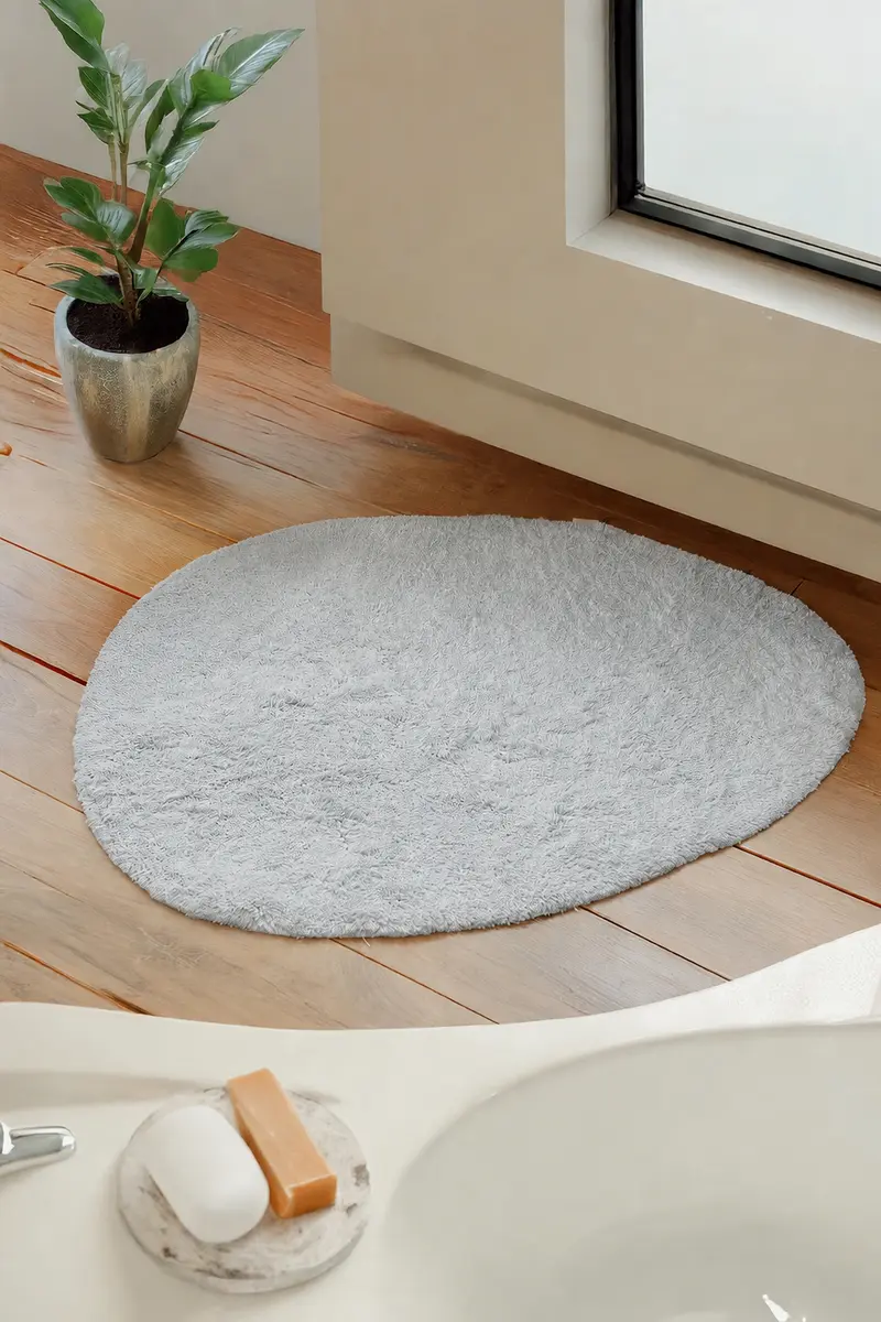 Sedef Tekli Banyo Paspası Bambu 90x110 Gri