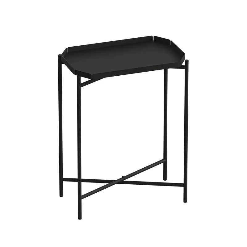 Sekizgen Metal Tepsi Sehpa - Siyah
