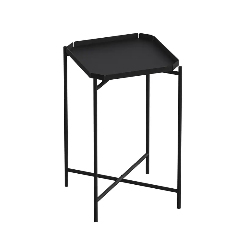 Sekizgen Metal Tepsi Sehpa - Siyah