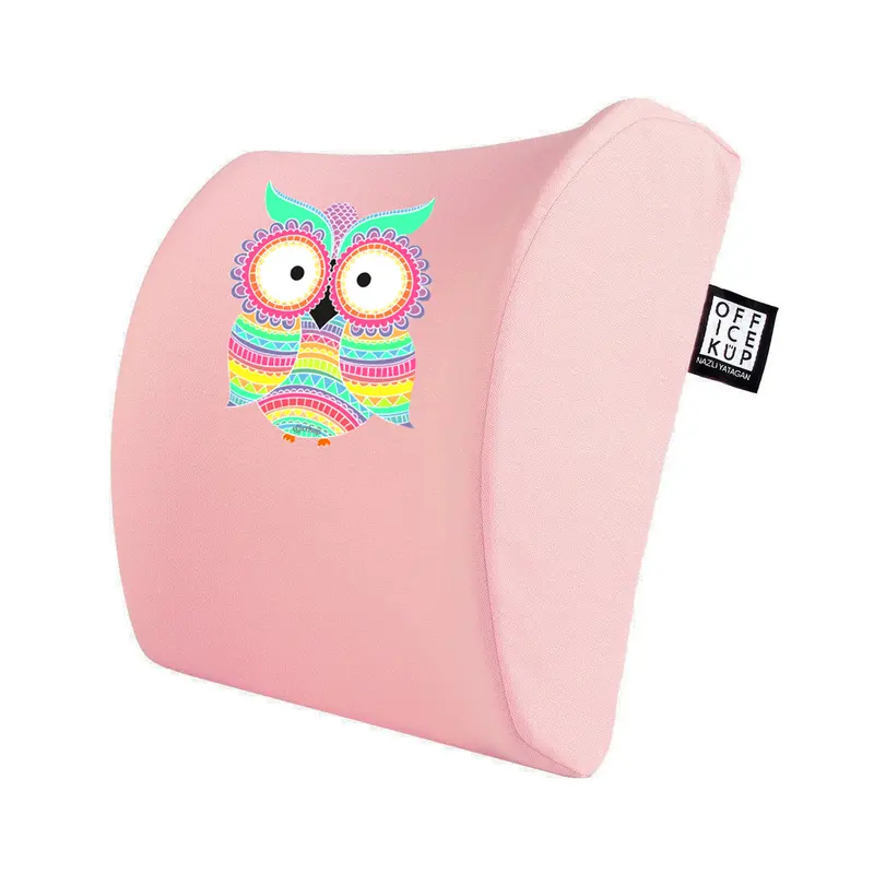 Sevimli Baykuş Cepli Bel Destek Yastığı KILIFI - Pembe (Süngersiz)