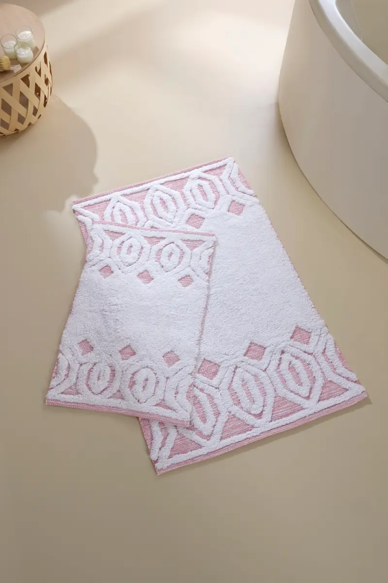 Sherry 2’li Takım Banyo Paspası %100 Pamuk 40x60 + 60x90 Pembe