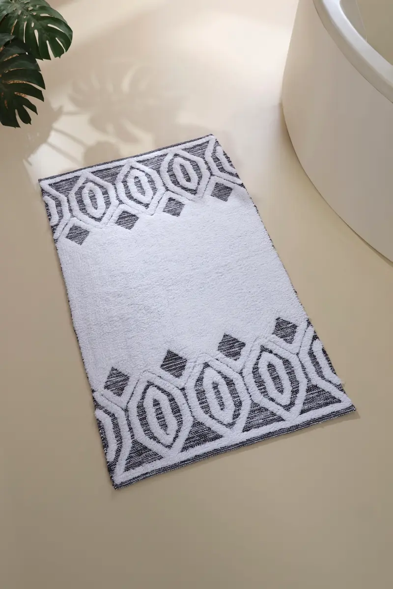 Sherry Tekli Banyo Paspası %100 Pamuk 70x110 Gri