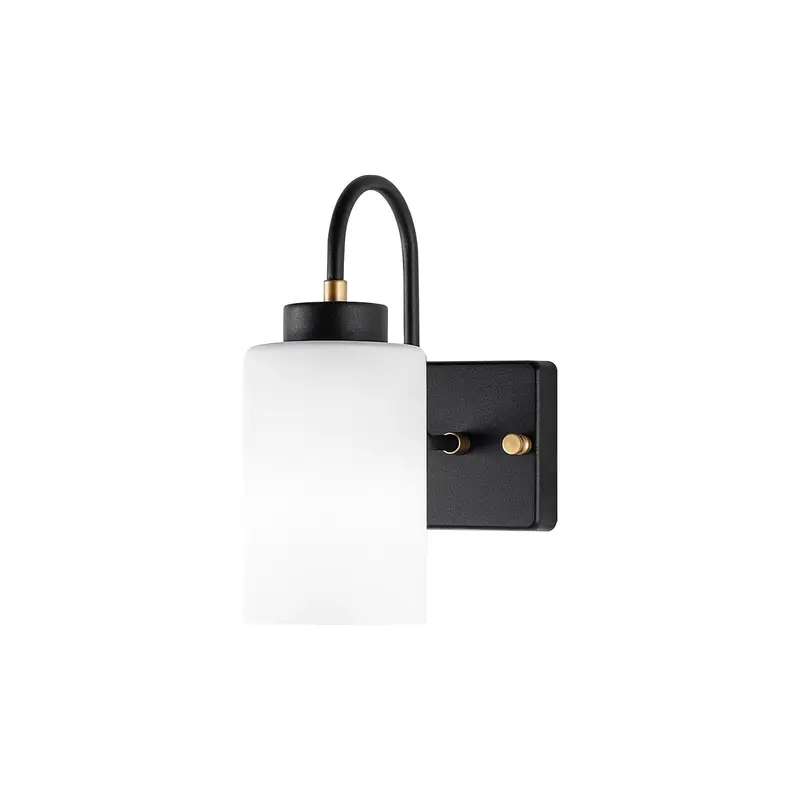 Silindir Camlı Metal Aplik - Siyah