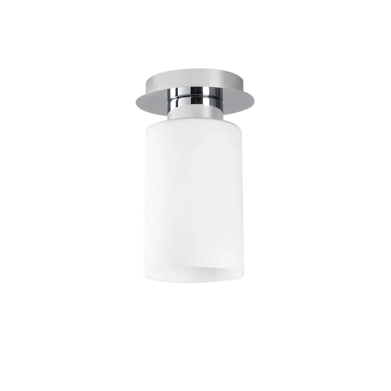 Silindir Camlı Tekli Metal Plafonyer - Gümüş