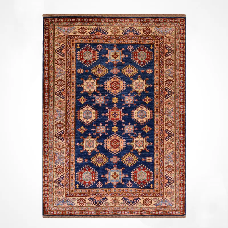 Şirvan Orijinal El Dokuması Kırmızı Mavi Kök Boya Yün Halı 176x234 4.12 Metrekare - 5x8 ft