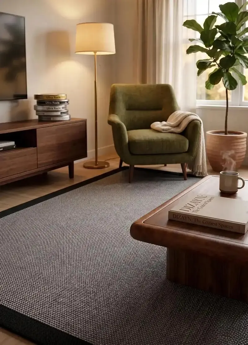 Sisal Plus 1148 Gri Siyah – Pamuk Tabanlı Şık ve Kolay Temizlenen Halı