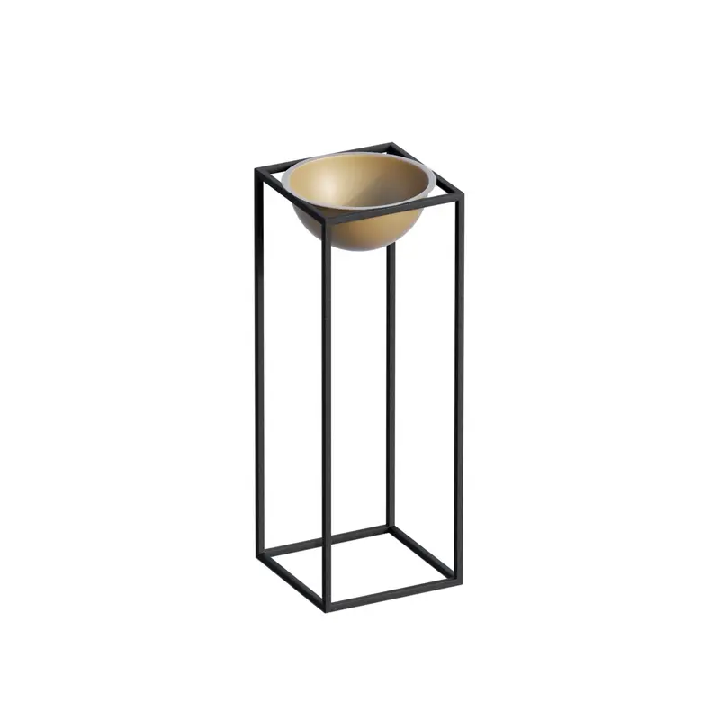 Siyah-Altın Metal Saksılık Stand Kısa - Siyah